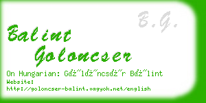 balint goloncser business card